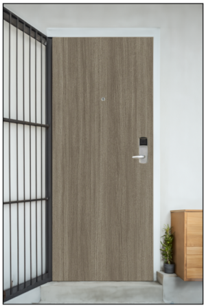 HDB Laminate Main Door 3X7 - Weathered Eames Teak